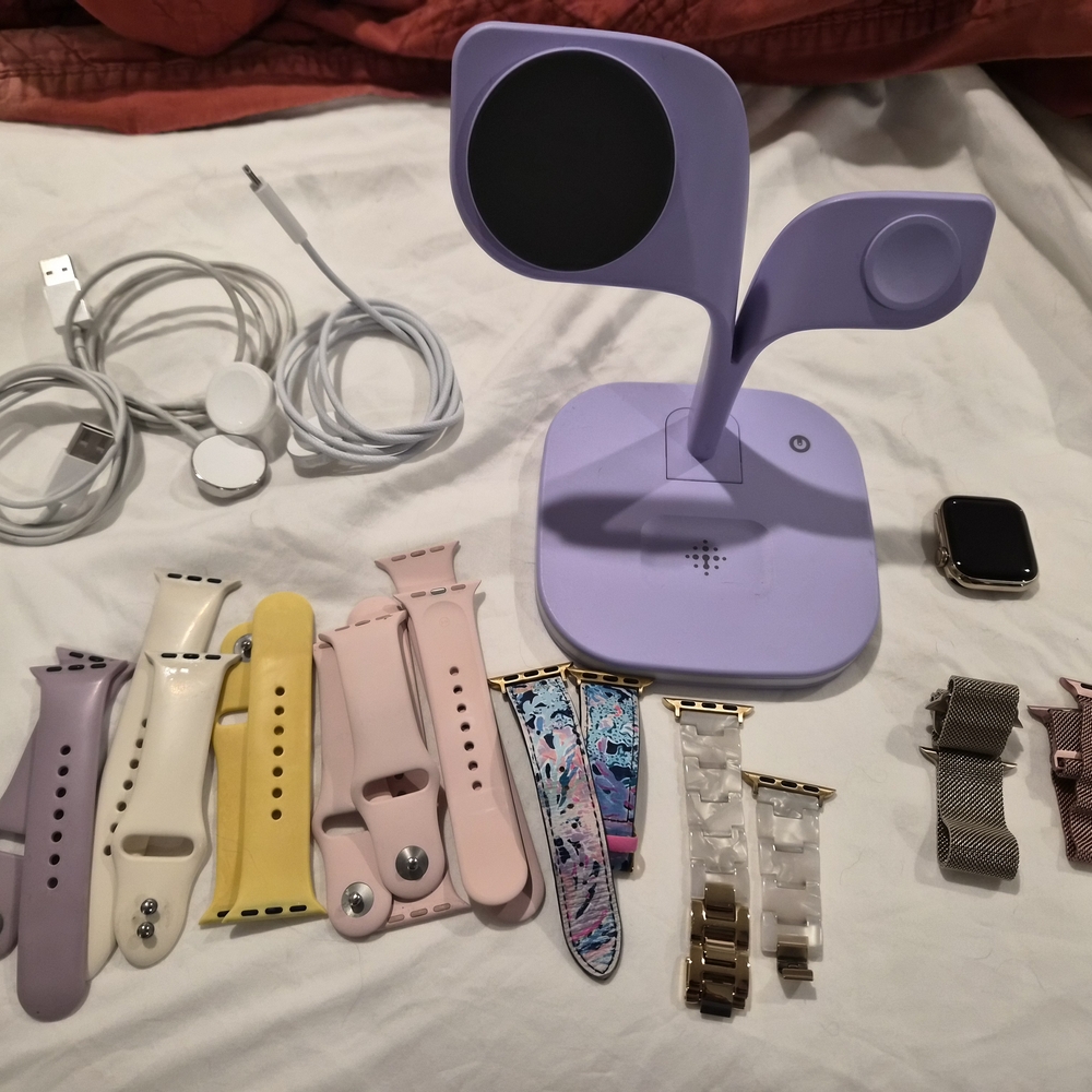 Apple Watch With Charging Stand, Bands, Cords Series 9